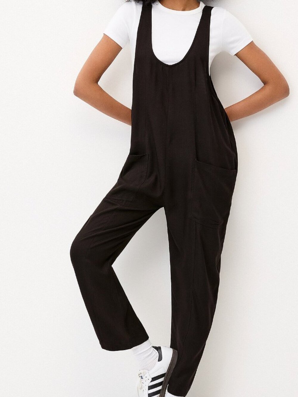 NWT Linen-blend barrel-leg bodysuit size XL